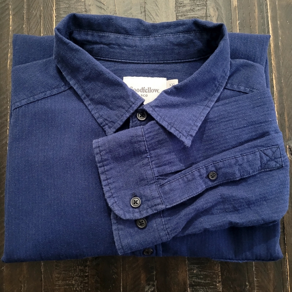 Goodfellow & Co. Men’s Navy Blue Long Sleeve Button-Up Shirt XXL